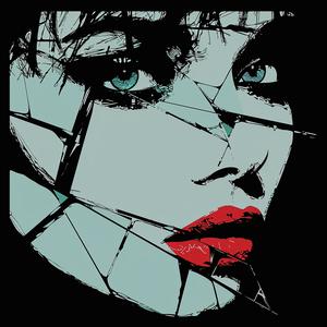 album  cover  surreal  woman  red  lips  blue  eyes  broken  glass 1078204