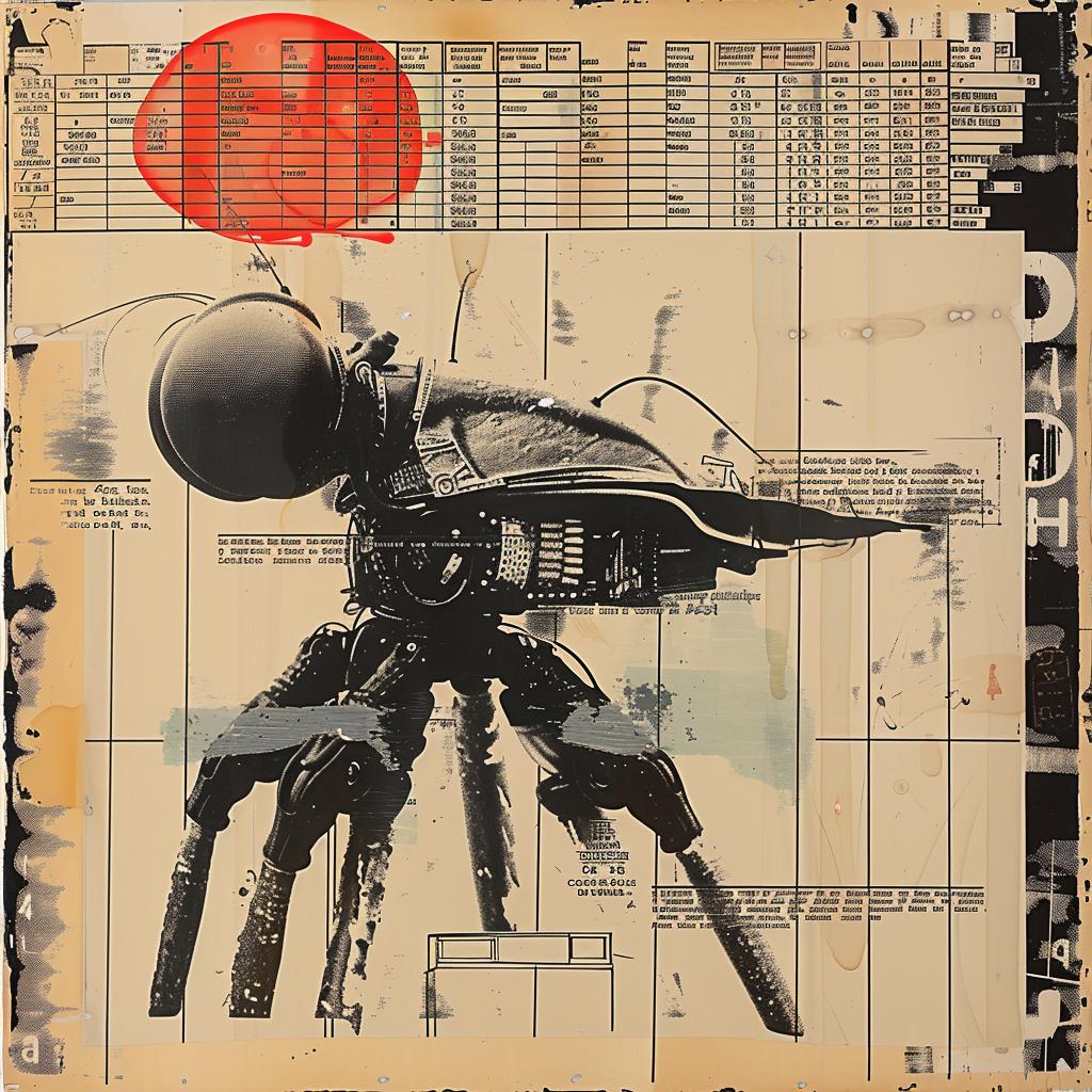 collage  robot  painting  red  dot  surreal  art  abstract  cyborg  color 937585
