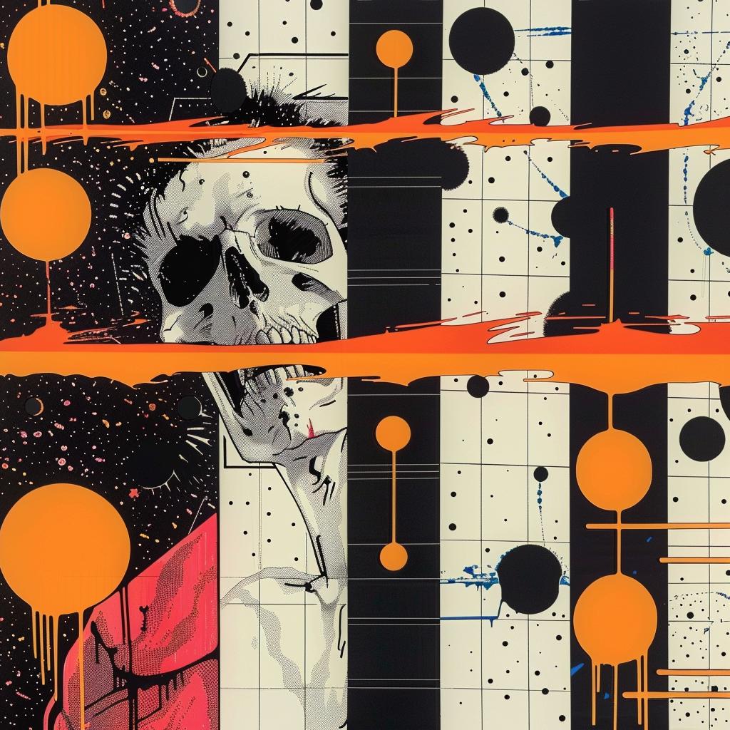 abstract  impressionism  skull  graphic  design  orange  dots  dark  art  painting 968651