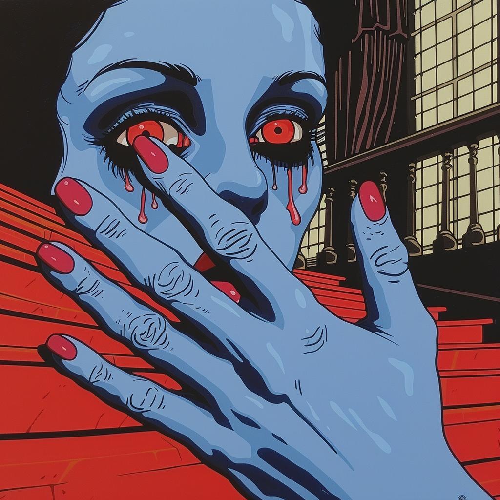 horror  film  poster  woman  red  eyes  blood  hands  art  poster 1022406