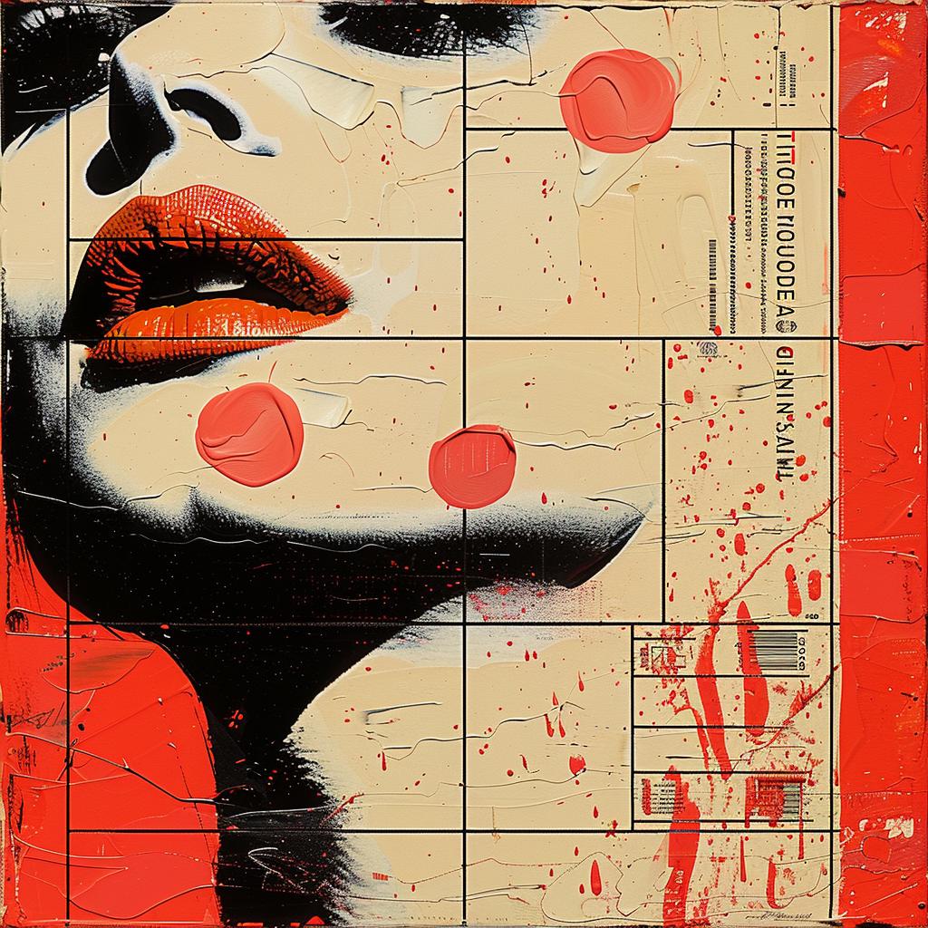 woman  red  dots  cream  black  impasto  palette knife  1980s  album cover  Joan Cornella 963500