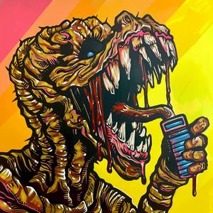 poster  monster  drink  horror  art  whimsical  painting  stylized  1997  graphic 1036830