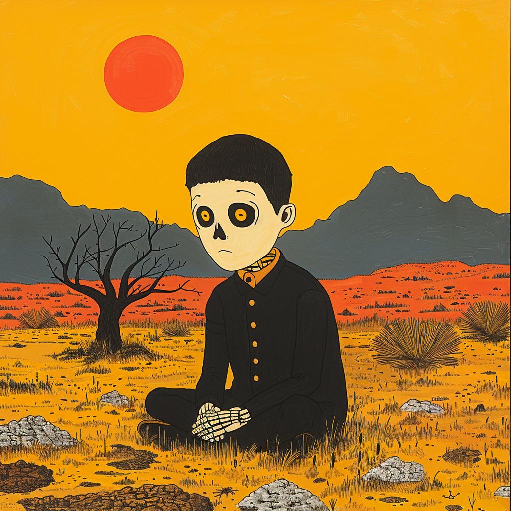 boy  desert  greeting  card  surreal  art  colorful  imaginative  playful  whimsical 1019327