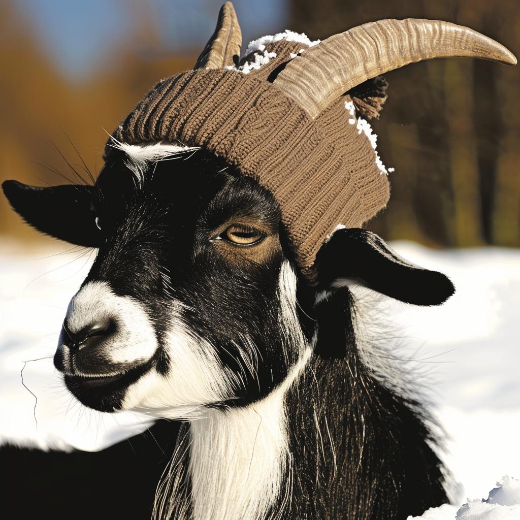 goat  cartoon  hat  snow  animal  cute  whimsical  knit  illustration  white 942310