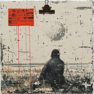 man  bench  encaustic  paint  impasto  red  sign  portrait  Jakub  Rozalski 1066081