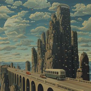 bridge  cars  night  urban  surreal  art  movement  scene  city  traffic 1079918