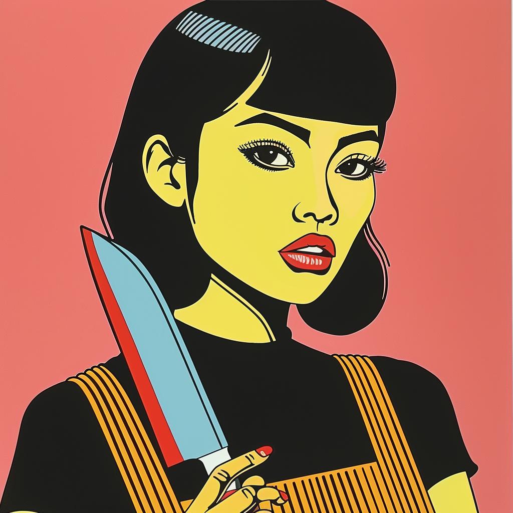 woman  knife  butcher  popart  figurative  colorful  expression  bold  graphic  vibrant 943727