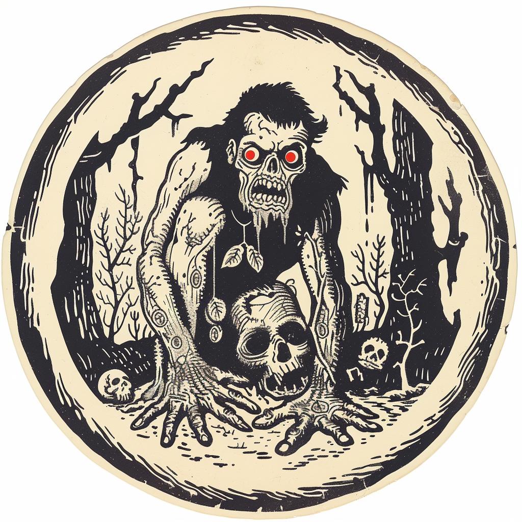 sticker  zombie  woods  dark  occult  art  illustration  horror  nature  spiritual 932728