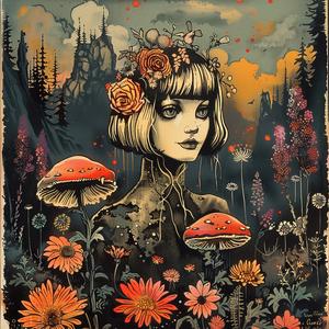 woman  flowers  hair  painting  chromolithography  colorful  nature  artistic  whimsical  beauty 1048002
