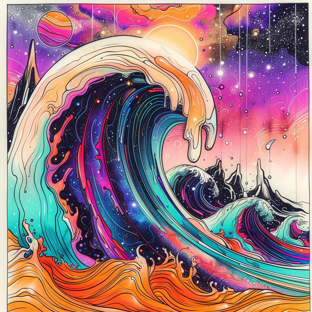 album  art  psychedelic  wave  galaxy  colorful  sunrise  flowerpunk  quantum  teal 941815