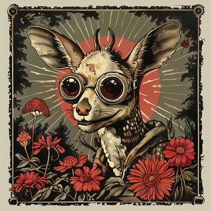 deer  glasses  flower  background  poster  chromolithography  whimsical  animal  nature  art 1058887
