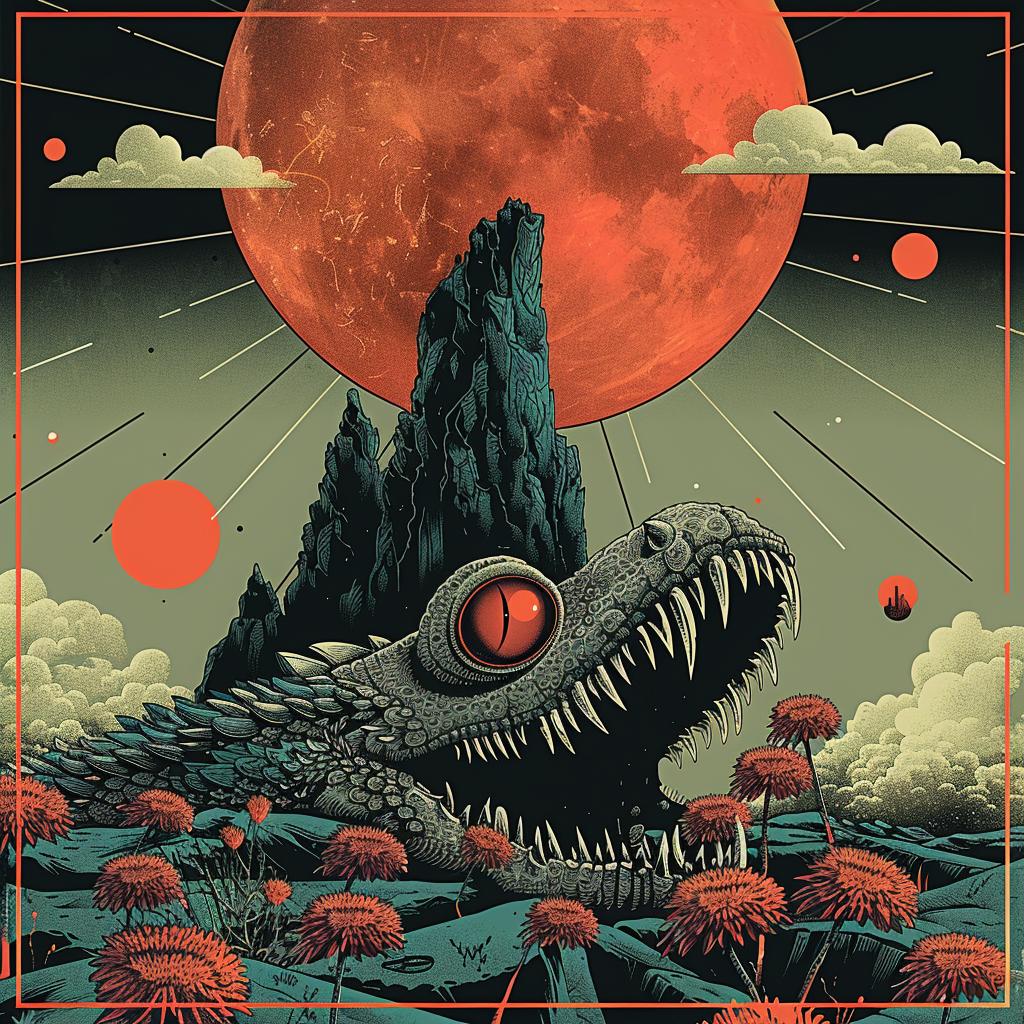 album  cover  creature  chromolithography  japanese  lettering  monster  art  design  vibrant 945746