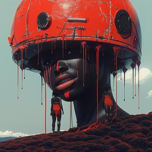 woman  red  helmet  portrait  stylized  vibrant  artistic  creative  bold  unique 1074535