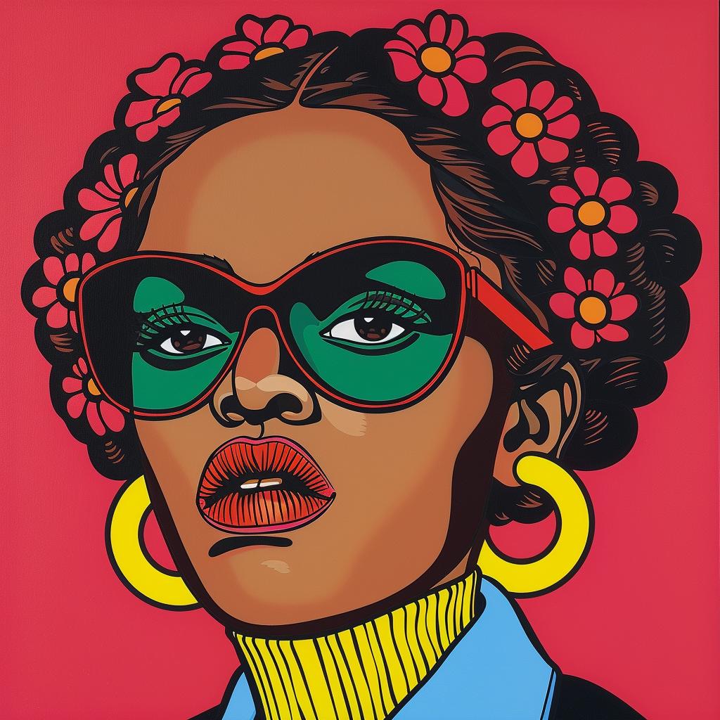painting  woman  sunglasses  flowers  hair  colorful  vibrant  artistic  style  portrait 1022703