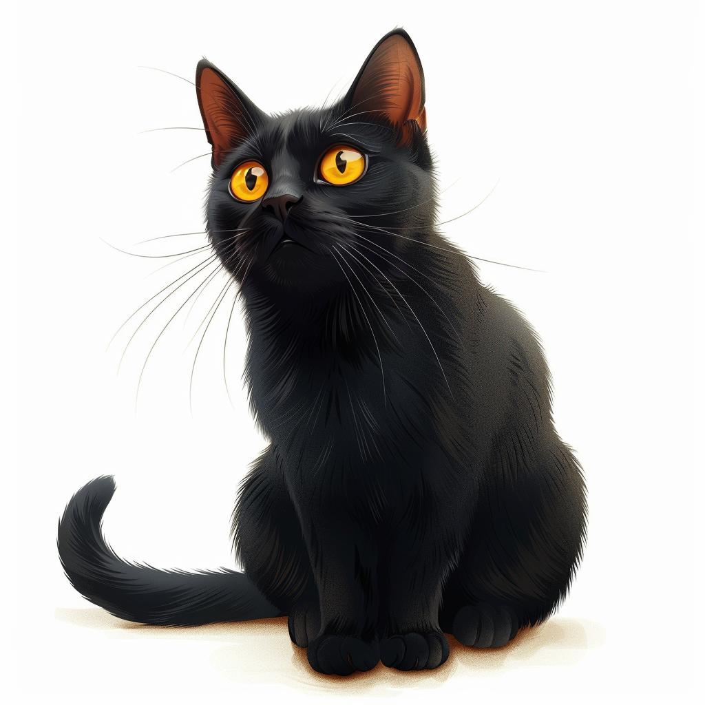 cat  black  yellow  eyes  sticker  vector  realistic  isolated  white  background 971958