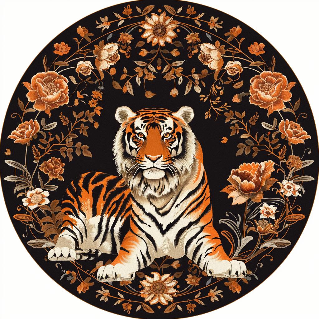 William  Morris  textile  design  tiger  flowers  circular  pattern  ornamental  illustration 938425
