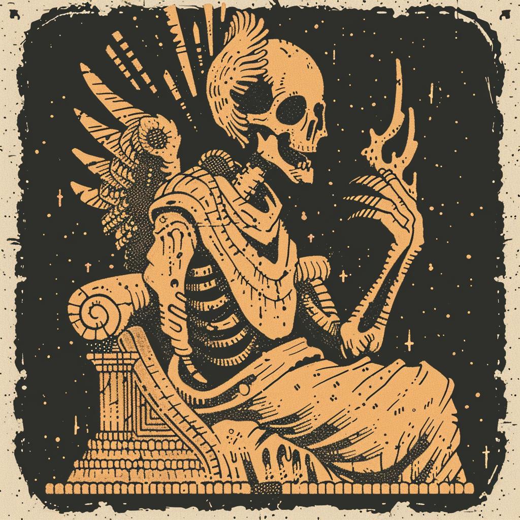 provocative  art  skeleton  throne  wings  crown  spiritual  dark  occult  introspective 935119