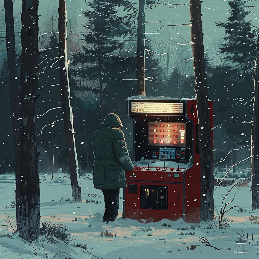 dots  dashes  mid-century  snowstorm  arcade  cool  intricate  forest  man  art 964684