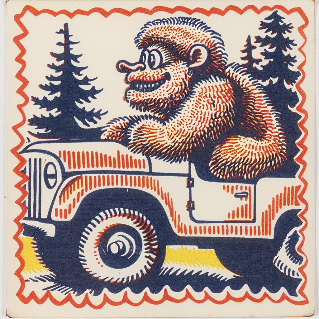 Cartoon  Bear  Jeep  Woods  Driving  Whimsical  Fun  Nature  Adventure  Playful 962638