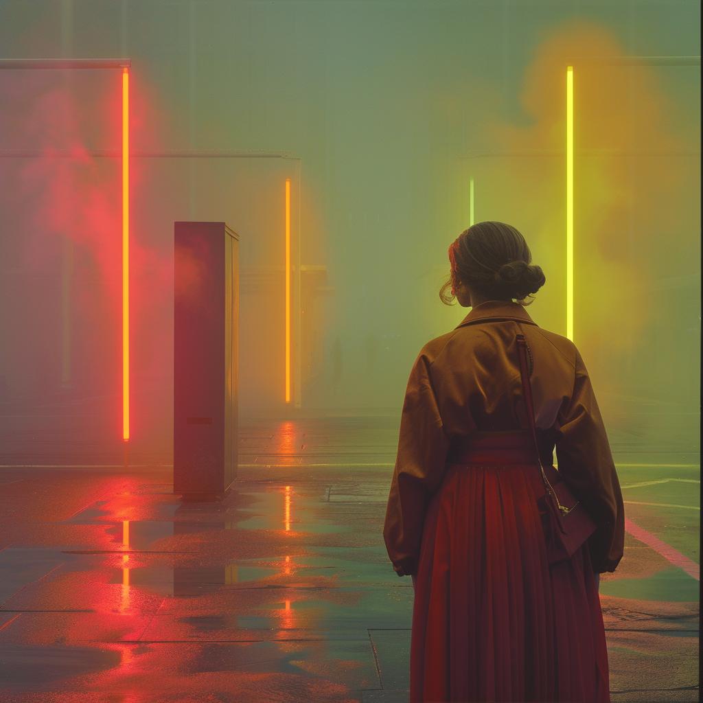 surreal  album  cover  neon  lights  woman  dress  creative  art  colorful 976866