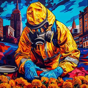 man  hazmat  flowers  urban  vivid  surreal  environment  protective  strange  conceptual 1037482