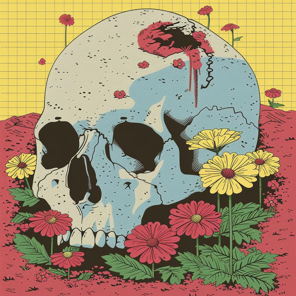 skull  flowers  animation  vibrant  folk  illustration  nature  symbolism  colorful  beauty 944749