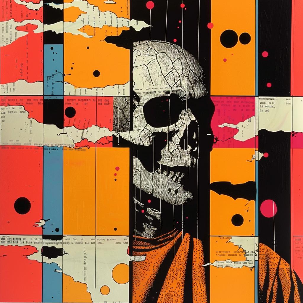 abstract  impressionism  skull  red  shirt  orange  background  graphic  design  art 968644