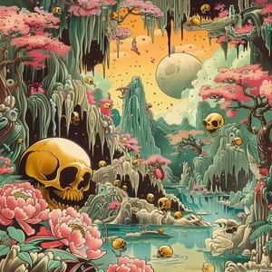 skulls  flowers  background  painting  chromolithography  art  colorful  macabre  detail  composition 1056071
