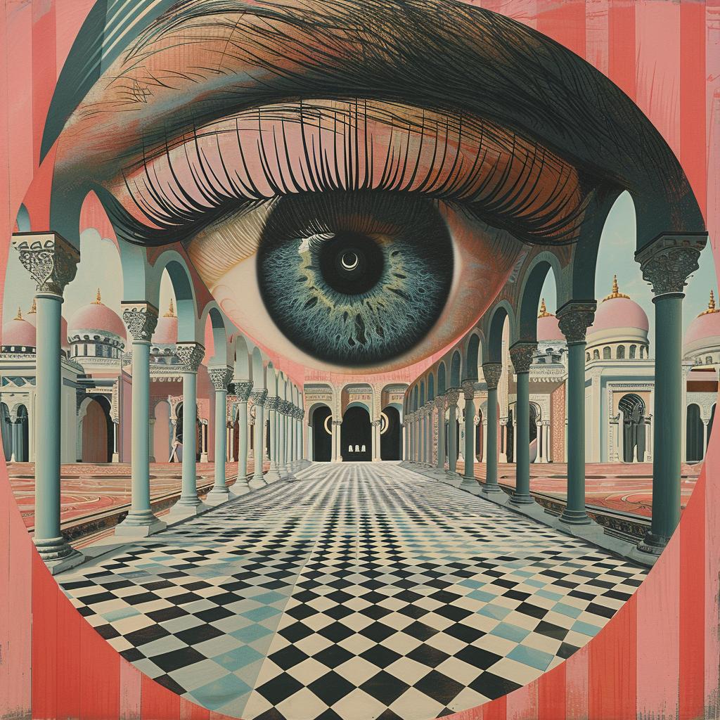 surreal  album  cover  hyper-realistic  screenprinting  Alexander  Girard  eye  abstract  design 960420