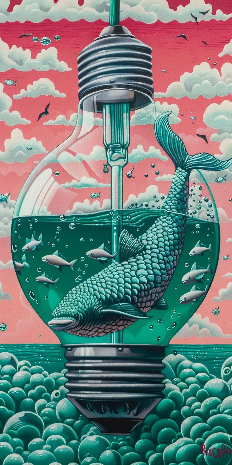 lightbulb  liquid  mermaid  swimming  painting  fish  jar  conceptual  art  aquatic 940555