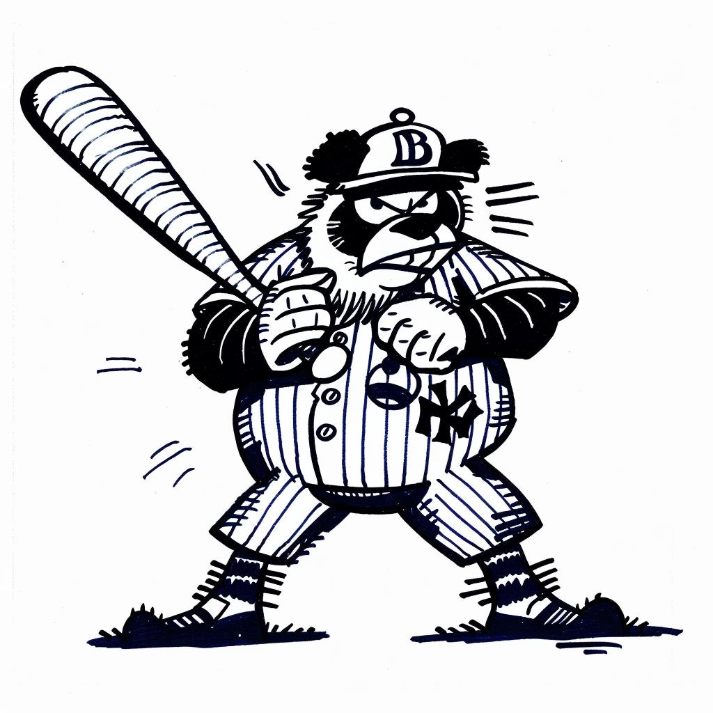panda  baseball  hat  bat  cartoon  player  sport  drawing  cute  character 1027642