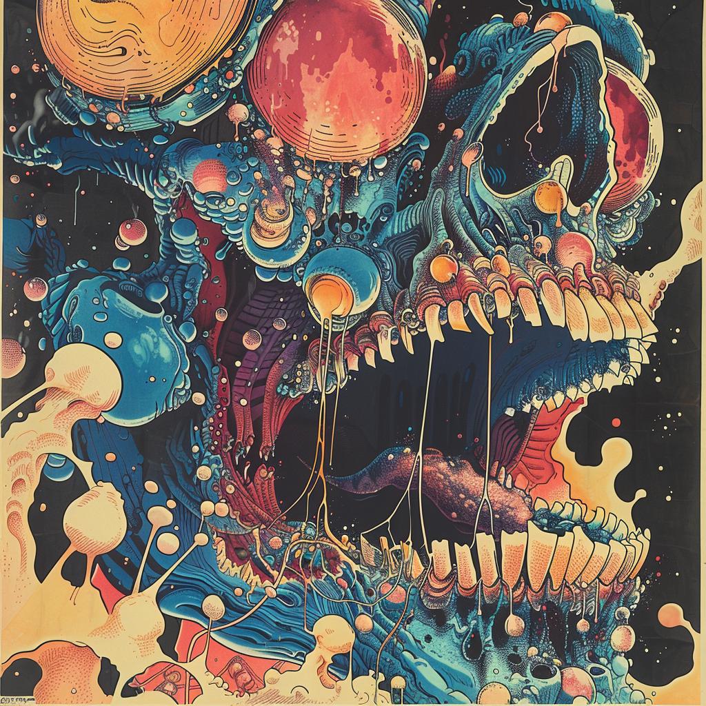space  monster  bubbles  skull  painting  abstract  geometric  Nychos  electro  design 960684