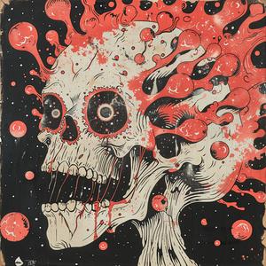 poster  skull  red  paint  surreal  chaos  symbolist  risograph  art  disintegration 1078154