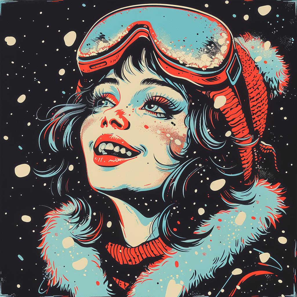 girl  goggles  hat  winter  joy  happy  fresh  powder  pristine  art 925466