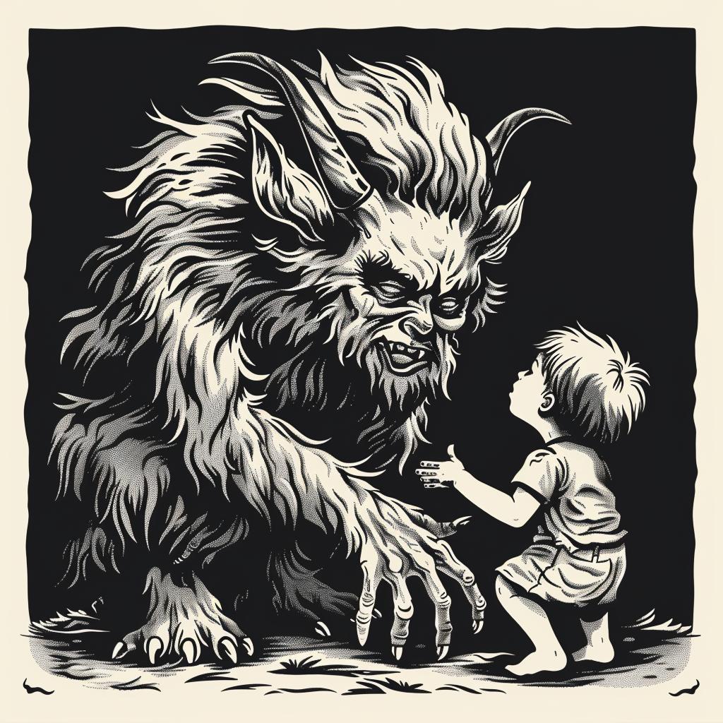 provocative  art  naturalistic  spiritual  dark  occult  introspective  boy  monster  companionship 936181