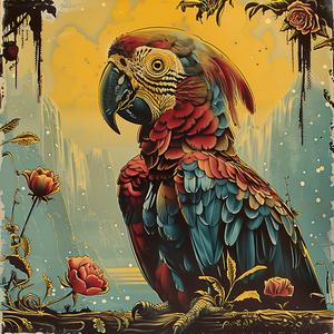 parrot  flowers  bird  chromolithography  artistic  colorful  nature  painting  portrait  wildlife 1052642