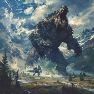 monsters  battle  grasslands  claws  teeth  storm  mythical  fight  landscape  dramatic 1039031