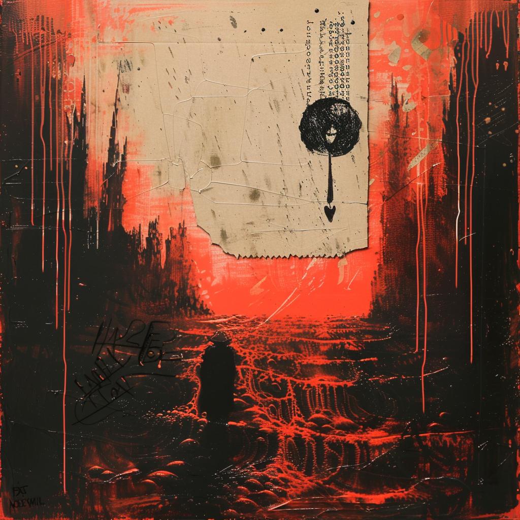 introspective  naturalistic  spiritual  terror  occult  impasto  palette-knife  painting  red  black 974952