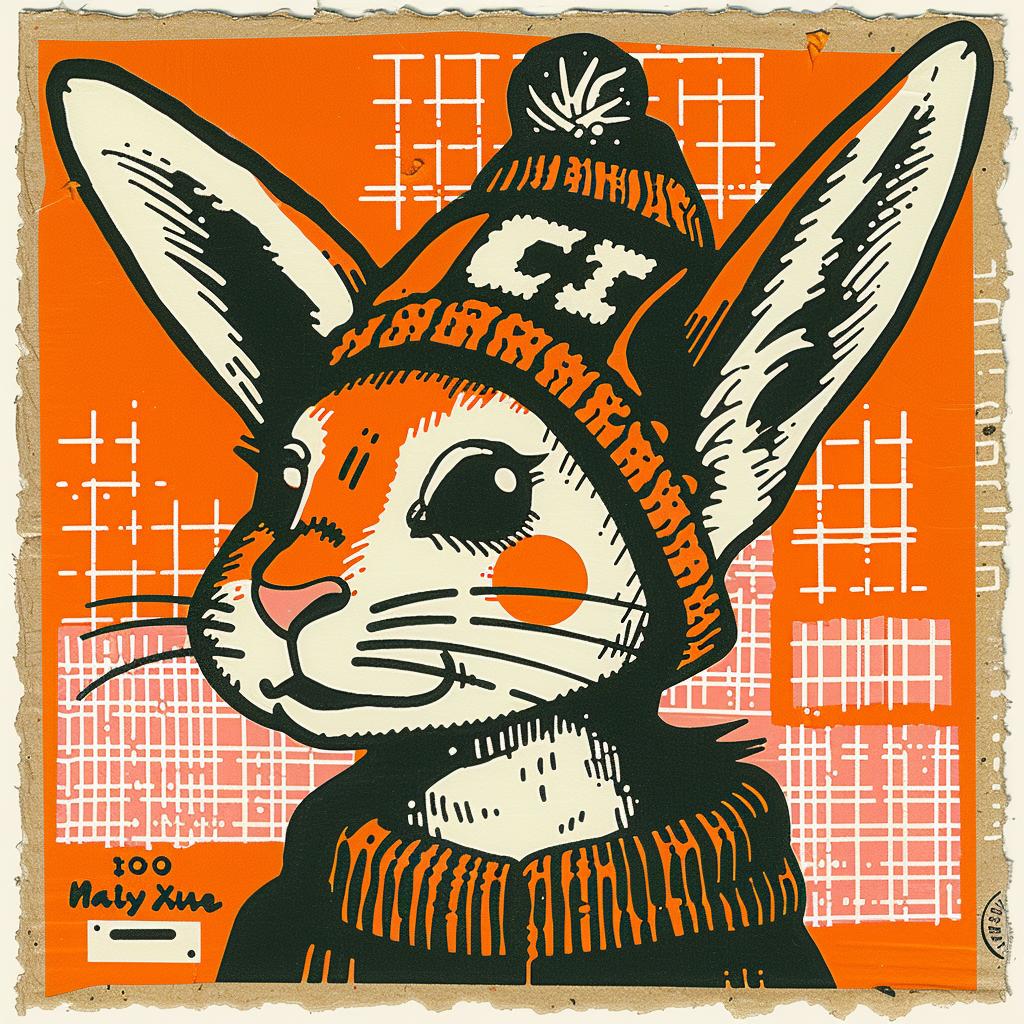 jackrabbit  aggressive  minimal  scarf  cap  poster  illustration  colorful  urban  animal 956509