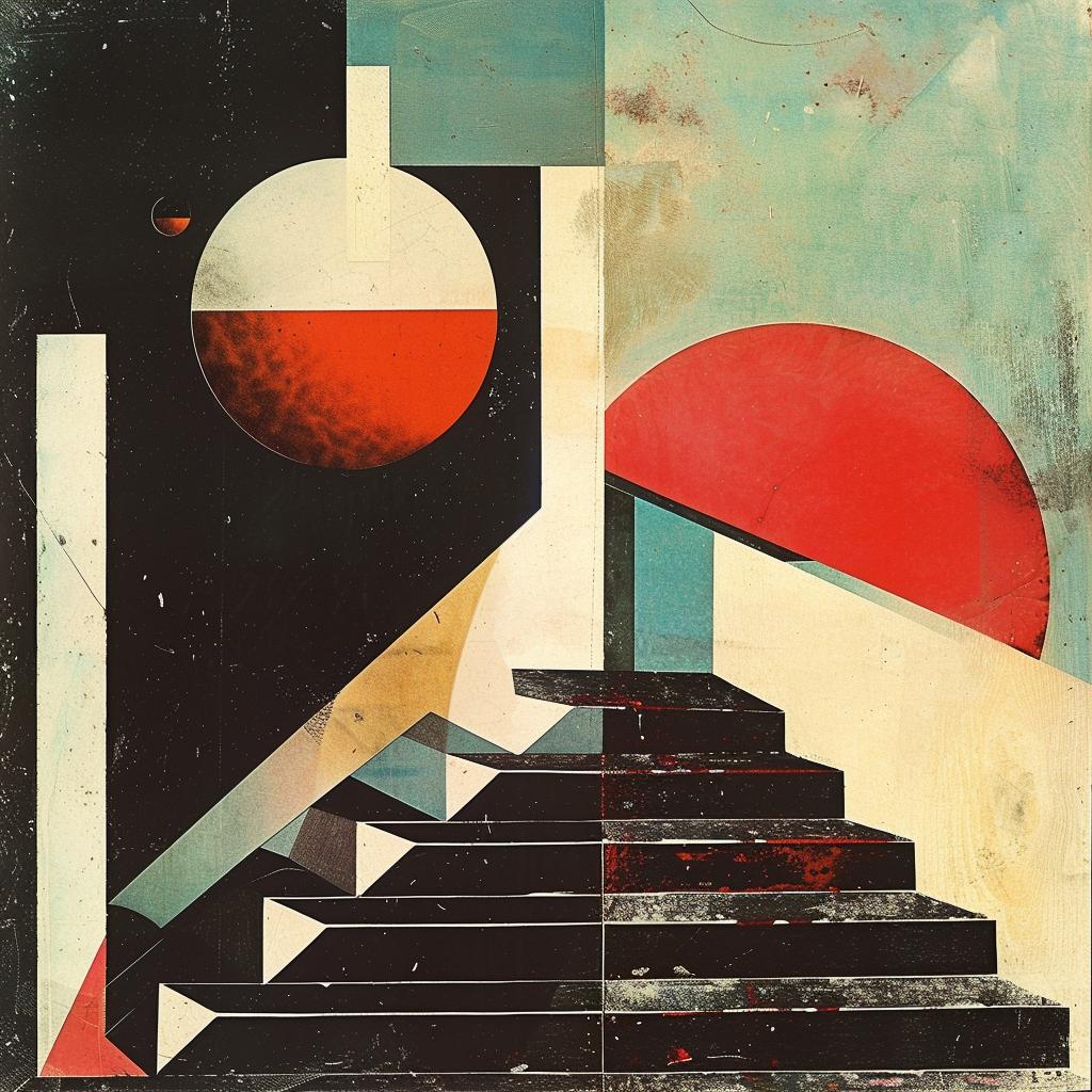 album  cover  Bauhaus  painting  stairs  red  ball  modern  abstract  art 964487