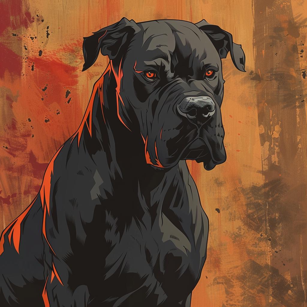 dog  Cane  Corso  cartoon  Ralph  Bakshi  ominous  fierce  black  red 971200