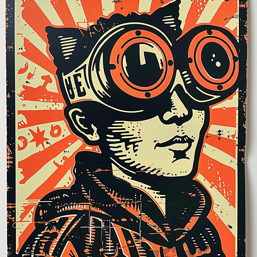 poster  man  goggles  hat  graphic  colorful  playful  illustration  funny  whimsical 949815
