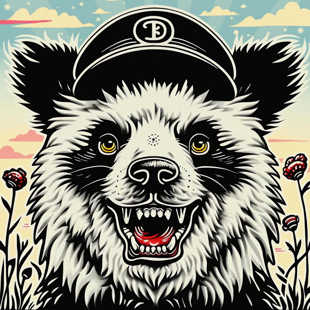 panda  bear  poster  baseball  cap  whimsical  graphic  artwork  cute  creature 1032797