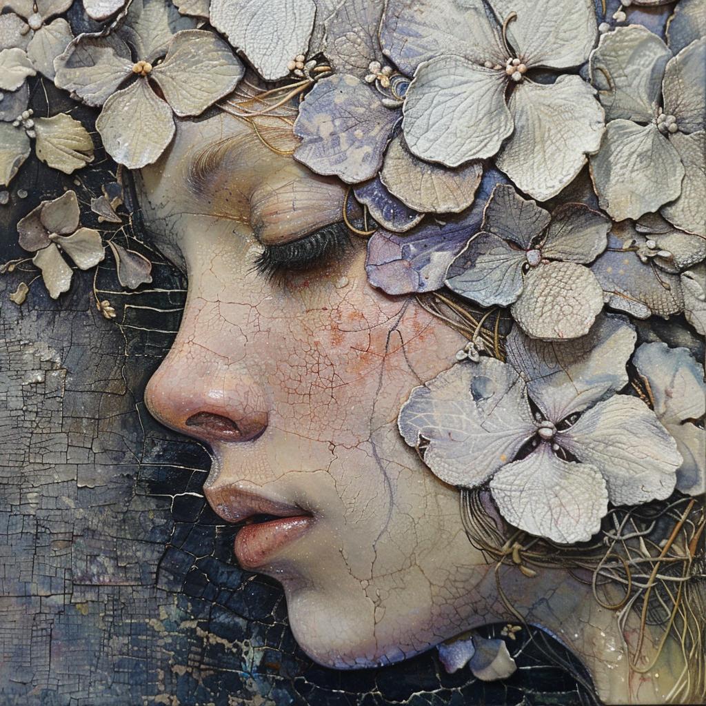 woman  flowers  headpiece  painting  enki  bilal  portrait  colorful  nature  art 970477