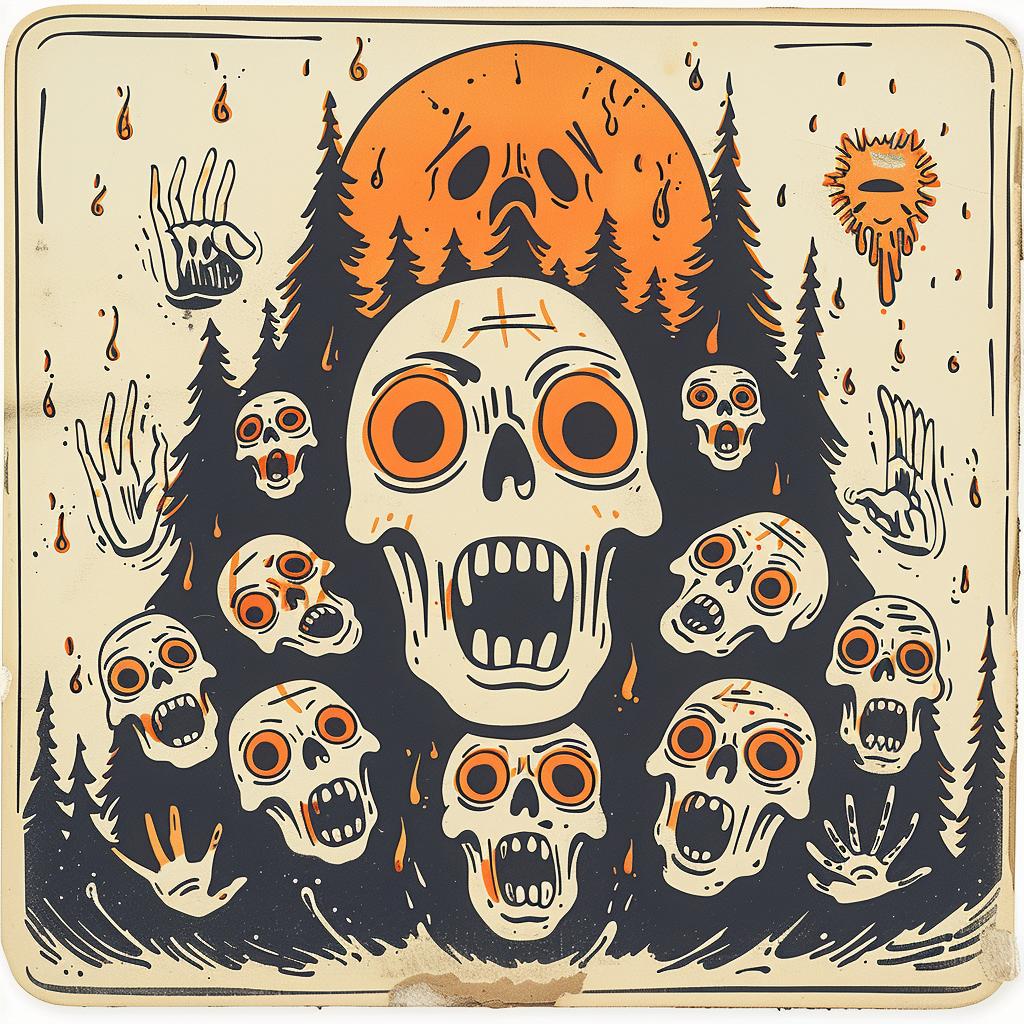 scream  death  machine  Mary  Blair  skulls  trees  poster  art  design 932011