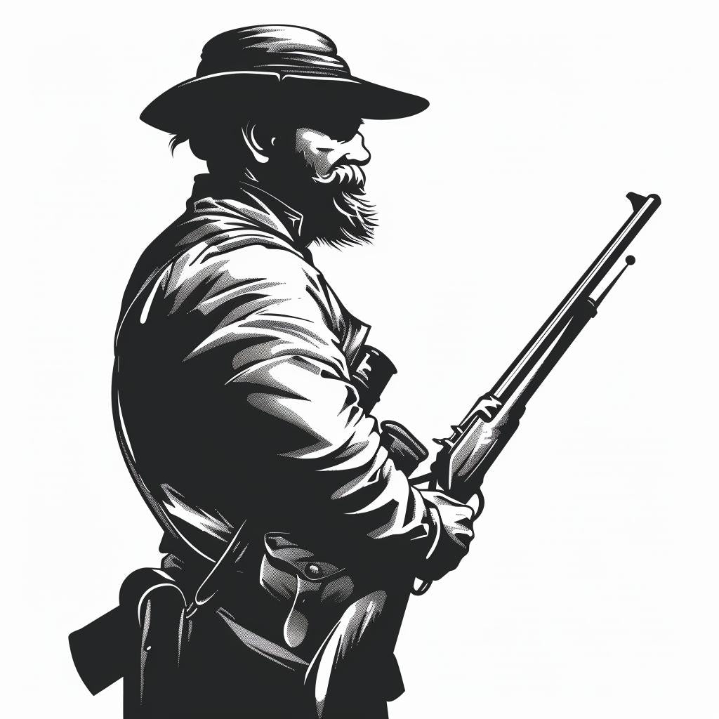 silhouette  soldier  civil  vintage  icon  bold  linocut  black  emblem  icon 952070