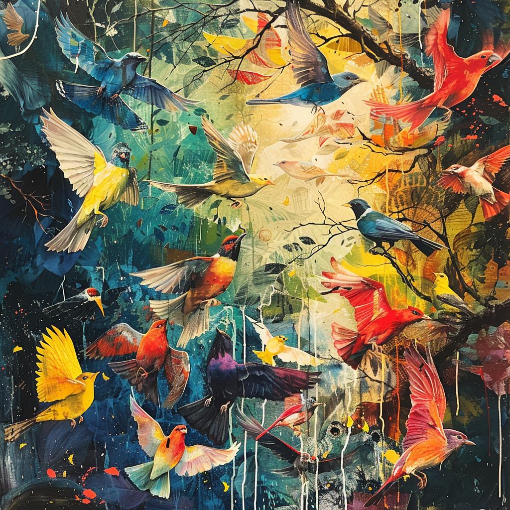 birds  flying  air  painting  sky  motion  freedom  natural  wildlife  serene 960836