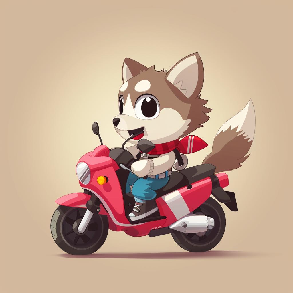 cute  wolf  motorcycle  mini  kawaii  cartoon  riding  animal  fun  vibrant 939756