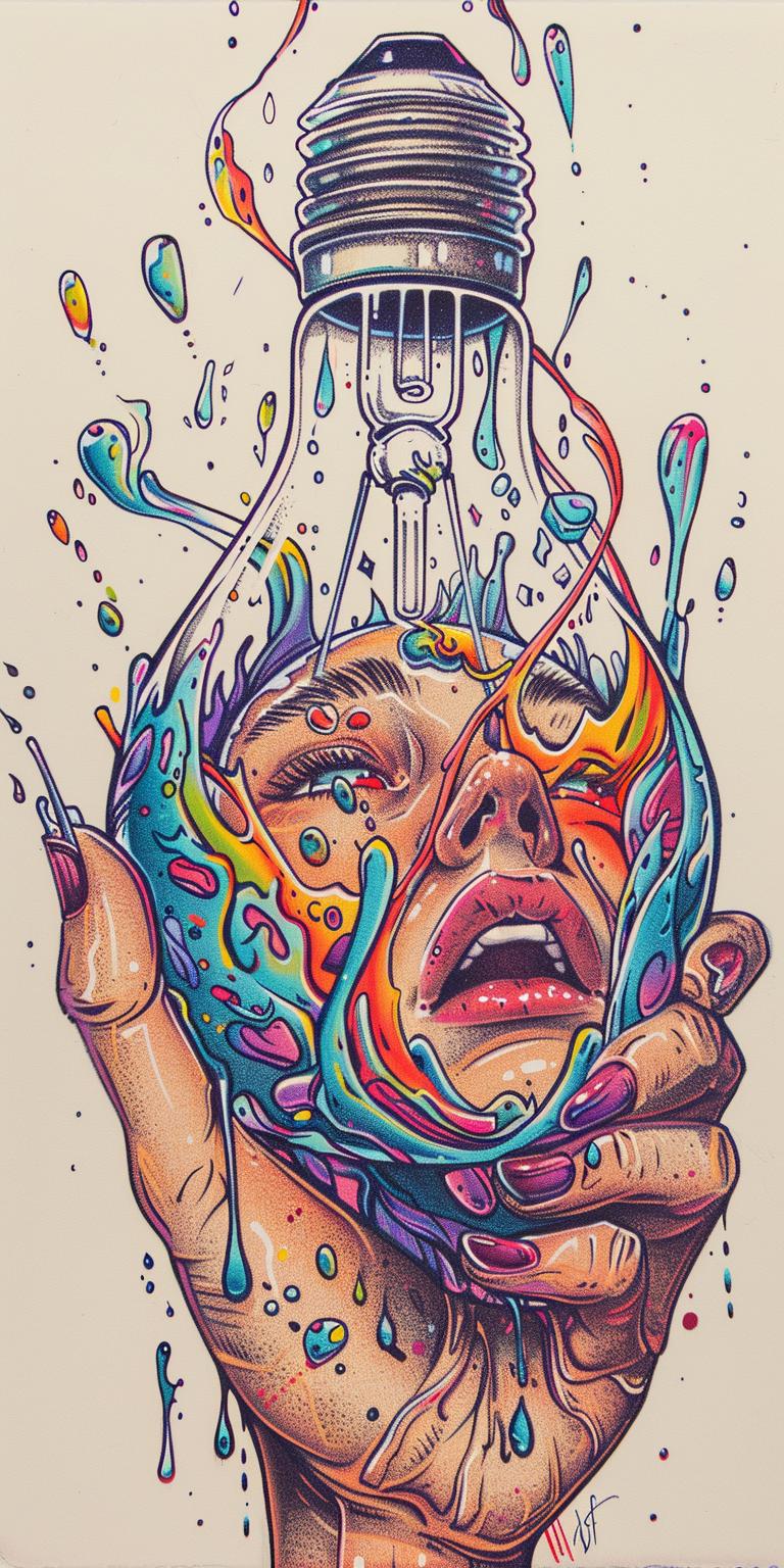 lightbulb  paint  woman  abstract  colorful  artistic  expressionist  detailed  emotive  figurative 940674