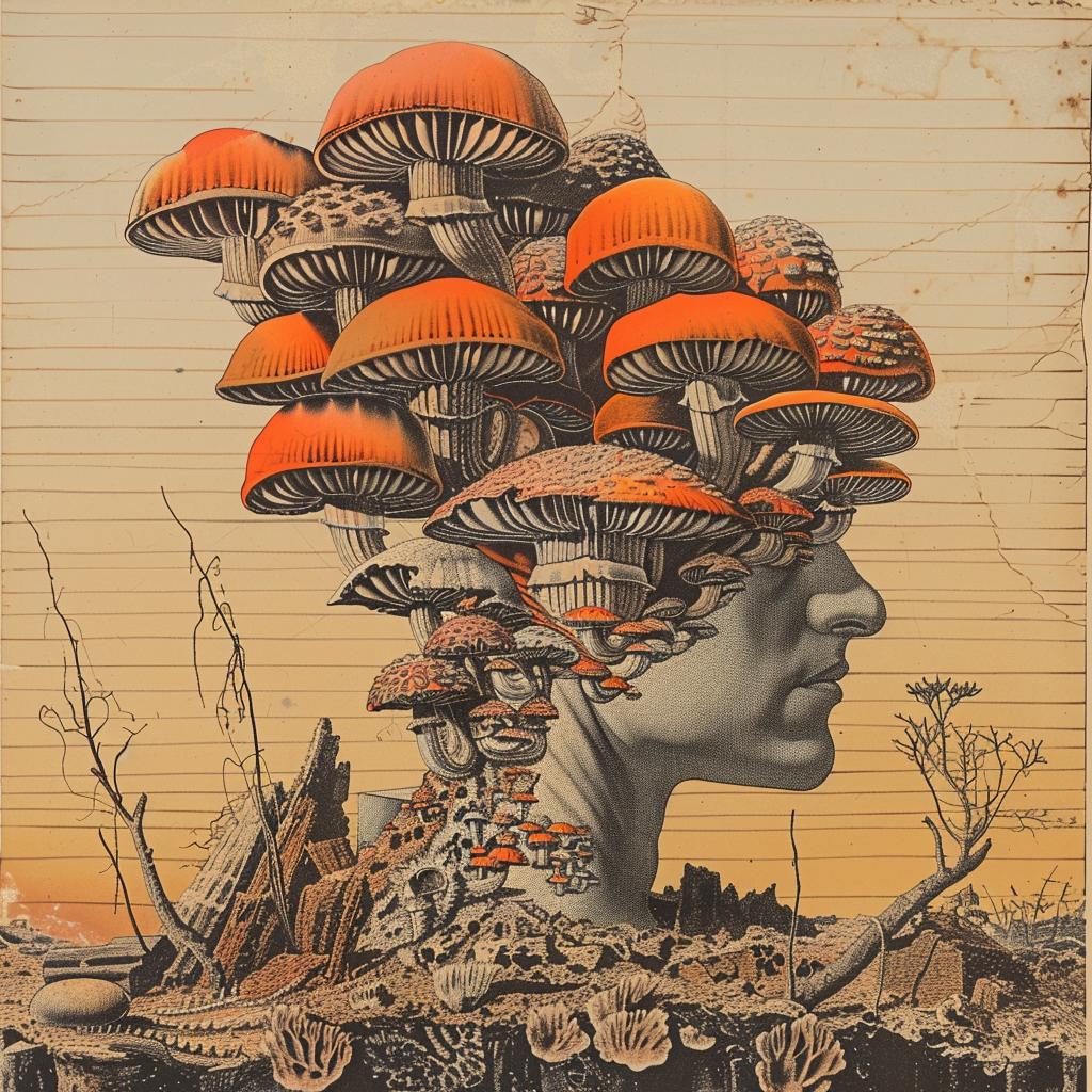 painting  mushroom  head  surrealism  nature  organism  imaginative  unique  conceptual  fantasy 1036241